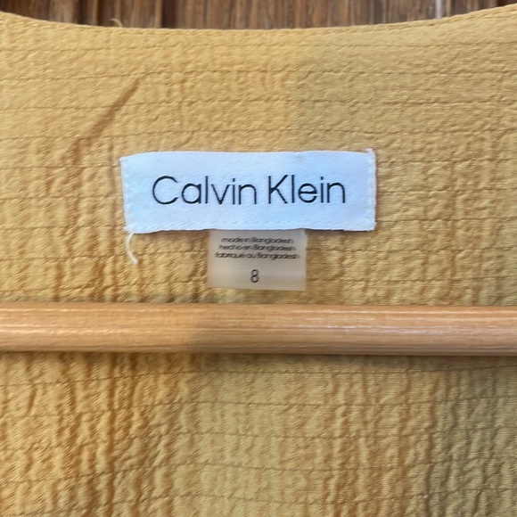 Calvin Klein V Neck Dress Midi Ochre Peasant Women's size 8 - Picture 6 of 12
